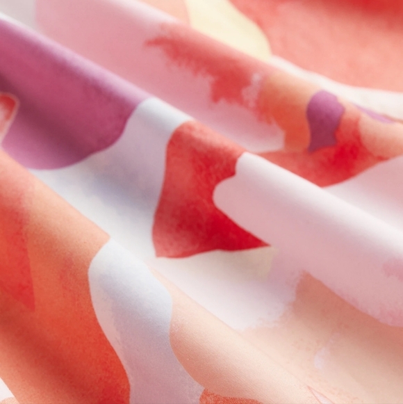 H&M Sweetheart Neckline Poplin Colorful Abstract Puff Sleeve Mini VacationDress - Picture 5 of 10